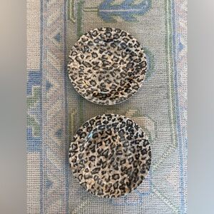 Vintage pair of tienshan fine china leopard salad plates